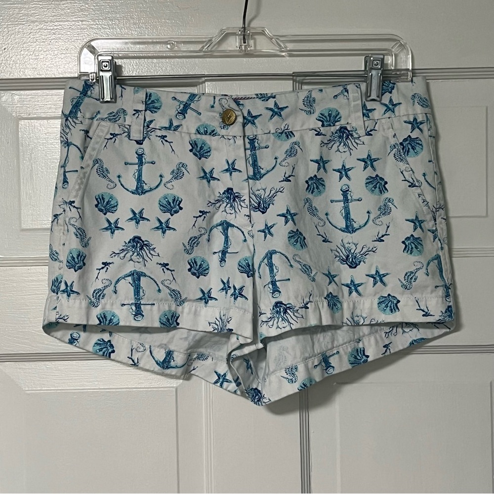 Macbeth Collection by Margaret Josephs classic fit Sea Blue and White shorts